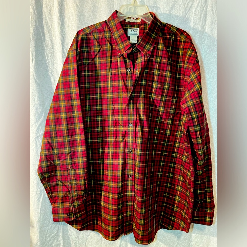 LL Bean Mens 100% cotton plaid shirt size XXL